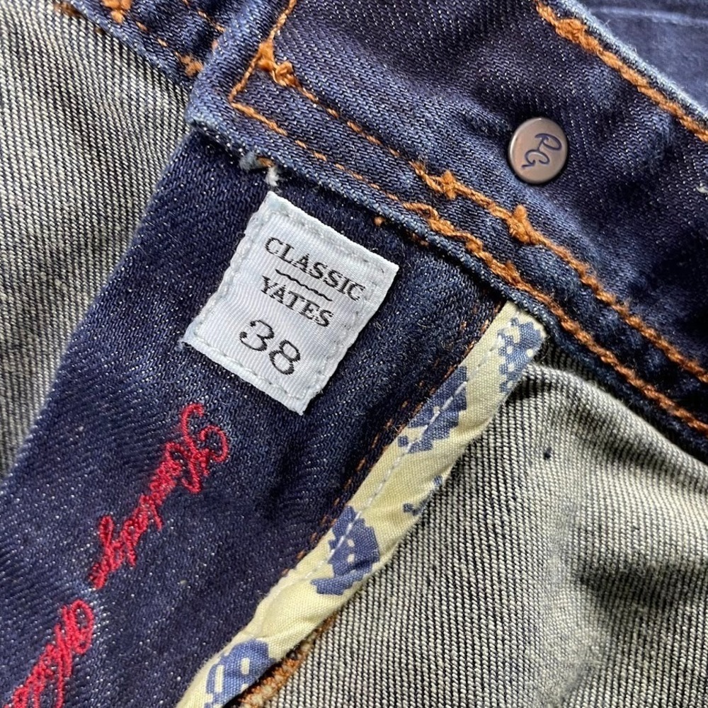Robert Graham Classic Yates Jeans Mens 38x35 Blue Dark Wash Straight Denim Pants - Picture 3 of 10